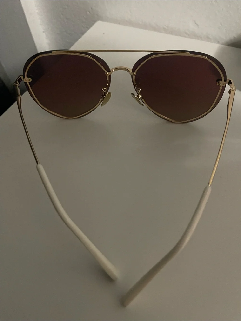 Gold Metal Frame Sunglasses with Tinted Lenses - Women